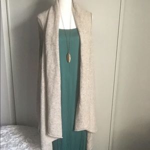 Gran Sasso Italian Designer Draped Wool Blend Sweater Vest Open Front Cardigan